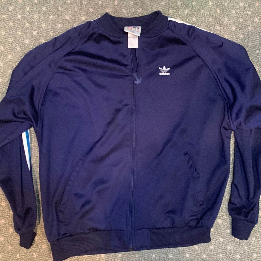 Adidas Men’s Navy Track Jacket with Trefoil Logo